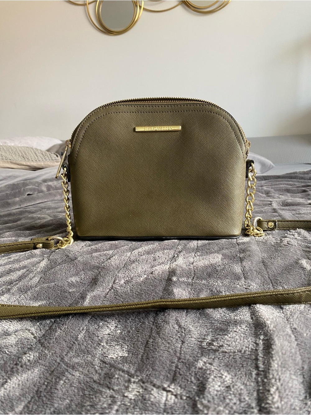 Steve Madden BMaggie Dome Crossbody Bag Olive Green
